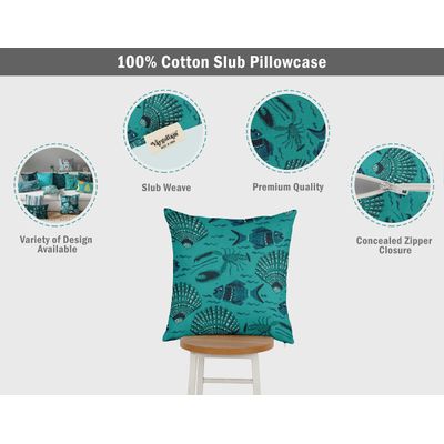 Capas de Almofada Decorativas Estampadas Tema Azul - Vargottam 45,72 Cm × 45,72 Cm – Quadrado / Azul