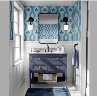 Motivo Tribal Moderno de Folha  Cobertura de Parede Azul em Vinil Autoadesivo Decorativo, Fácil para Quarto, Armários e Sala - S4Sassy 63,5 cm (L) × 914,4 cm (C) / Azul - Vinil Texturizado