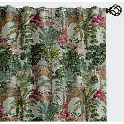Cortinas Extra Longas de Algodão para Tetos Altos/Portas Francesas - Filtram a Luz, Canaleta e Alças, Conjunto de 2 Painéis - Vargottam 132,08 Cm (L) × 160,02 Cm (C) / Multicolorido