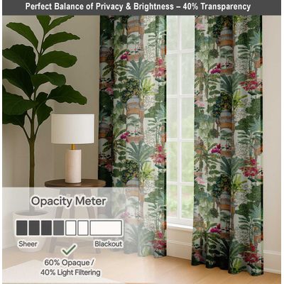 Cortinas Extra Longas de Algodão para Tetos Altos/Portas Francesas - Filtram a Luz, Canaleta e Alças, Conjunto de 2 Painéis - Vargottam 132,08 Cm (L) × 160,02 Cm (C) / Multicolorido