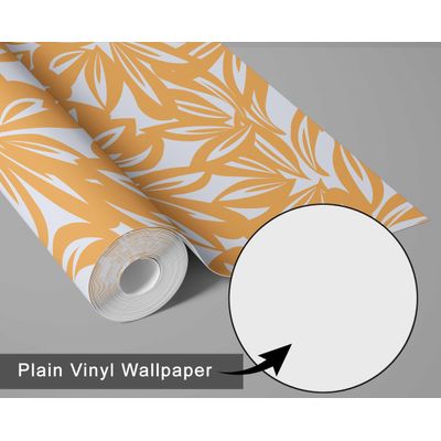 Papel de Parede Moderno de Folhas Tropicais Laranja, Vinil Autoadesivo, Revestimento Fácil DIY para Quarto, Armários e Salas - S4Sassy 63,5 cm (L) × 914,4 cm (C) / Laranja - Vinil Texturizado