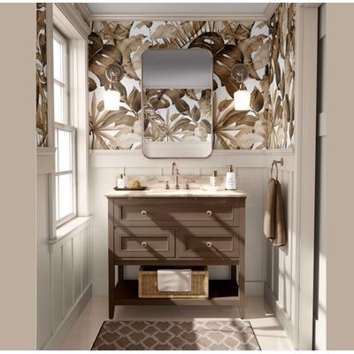 Papel de Parede Monocromático de Folhas Tropicais Marrom, Vinílico Autoadesivo, Faça Você Mesmo para Quarto e Sala - S4Sassy 63,5 cm (L) × 914,4 cm (C) / Marrom - Vinil Liso