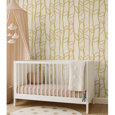 Papel de Parede com Estampa de Árvore Moderna em Esboço Amarelo, Vinil Autoadesivo, Instalação Fácil para Quarto, Armários, Salas - S4Sassy 63,5 cm (L) × 304,8 cm (C) / Amarelo - Vinil Liso