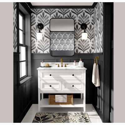 Papel de Parede Autoadesivo Removível em Vinil Motivo Folhas Botânicas Cinza para Quarto, Banheiro, Lavanderia e Armário - S4Sassy 63,5 cm (L) × 304,8 cm (C) / Cinza - Vinil Liso