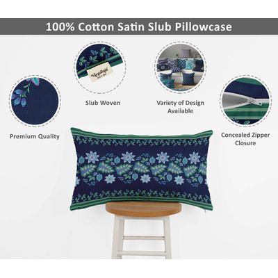Capas de Almofada Luxuosas Estampadas Tema Azul, Capas Decorativas e Capa para Almofada Lombar - Vargottam 50,8 Cm × 30,48 Cm / Azul