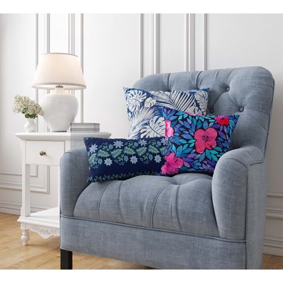 Capas de Almofada Luxuosas Estampadas Tema Azul, Capas Decorativas e Capa para Almofada Lombar - Vargottam 50,8 Cm × 30,48 Cm / Azul