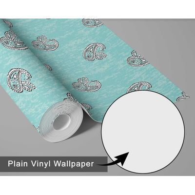 Papel de Parede Autoadesivo Removível Buta Paisley - Estilo Asiático para Banheiro, Lavanderia, Armário, Vinil Azul - S4Sassy 63,5 cm (L) × 914,4 cm (C) / Azul - Vinil Liso