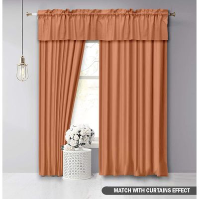 Bandô Liso de Algodão, Cortina Decorativa com Bolso para Varão, Meia Cortina para Janela de Cozinha - Vargottam 91,4 Cm (L) × 76,2 Cm (C) – 2 Painéis / Laranja