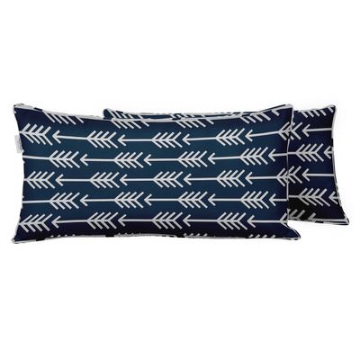 Capa para Almofada Lombar de Poliéster para Uso Interno/Externo, Retangular Impermeável para Móveis de Pátio - Vargottam 30,48 Cm × 50,8 Cm / Azul