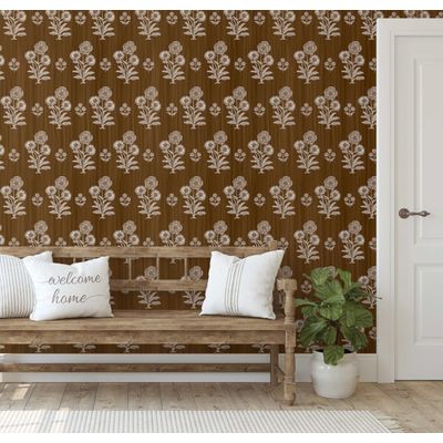 Papel de Parede Vinil Autoadesivo Dália Impermeável Verde Removível Estilo Asiático para Quartos, Salas, Armários e Inquilinos - S4Sassy 63,5 cm (L) × 914,4 cm (C) / Verde - Vinil Texturizado