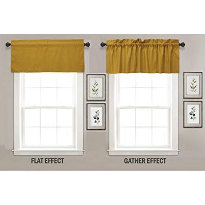 Bandô de Algodão Lisa com Bolso para Varão, Meia Cortina Decorativa para Janela da Cozinha - Vargottam 45,7 Cm (L) × 142,2 Cm (C) – 1 Painel / Amarelo
