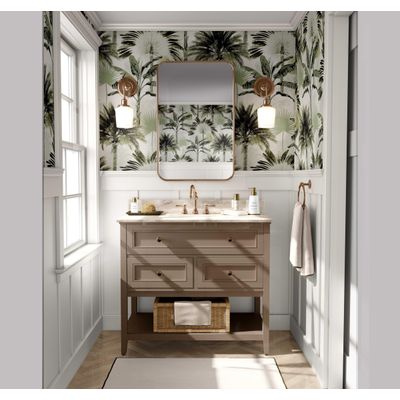 Papel de Parede Monocromático Estampa de Palmeira Verde, Vinil Autoadesivo, DIY Fácil para Quarto, Sala, Armários e Ambientes - S4Sassy 63,5 cm (L) × 152,4 cm (C) / Verde - Vinil Liso