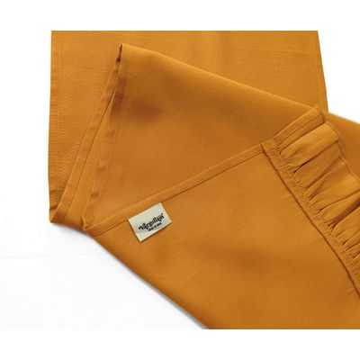 Caminho de Mesa com Babado em Tecido Slub de Algodão Amarelo para Decoração de Mesa - Vargottam 35,56 Cm (L) × 121,92 Cm (C) / Amarelo