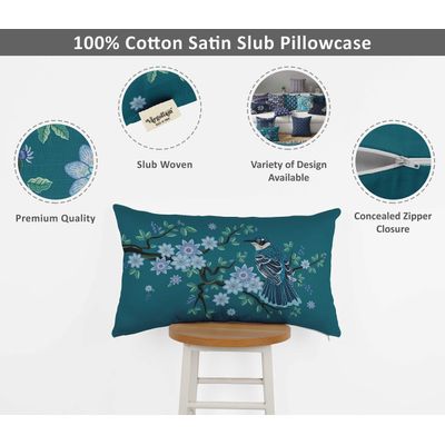 Capas de Almofada Luxuosas Estampadas com Tema Azul, Decorativas para Almofada Lombar - Vargottam 50,8 Cm × 30,48 Cm / Azul