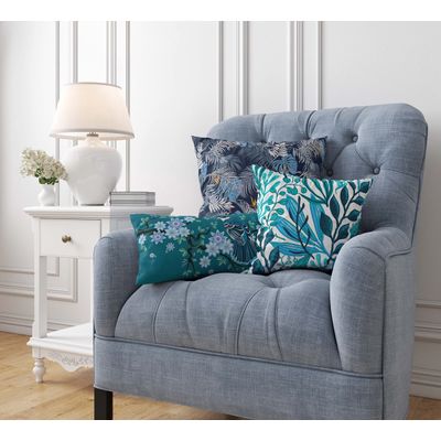 Capas de Almofada Luxuosas Estampadas com Tema Azul, Decorativas para Almofada Lombar - Vargottam 50,8 Cm × 30,48 Cm / Azul