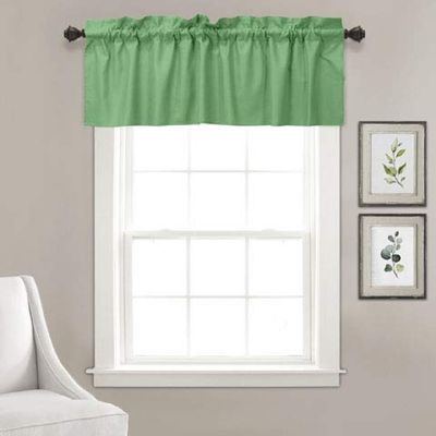 Bandô Liso de Algodão, Cortina Decorativa com Bolso para Varão, Meia Cortina para Janela de Cozinha - Vargottam 91,4 Cm (L) × 76,2 Cm (C) – 2 Painéis / Verde