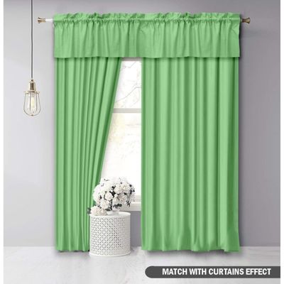 Bandô Liso de Algodão, Cortina Decorativa com Bolso para Varão, Meia Cortina para Janela de Cozinha - Vargottam 91,4 Cm (L) × 76,2 Cm (C) – 2 Painéis / Verde