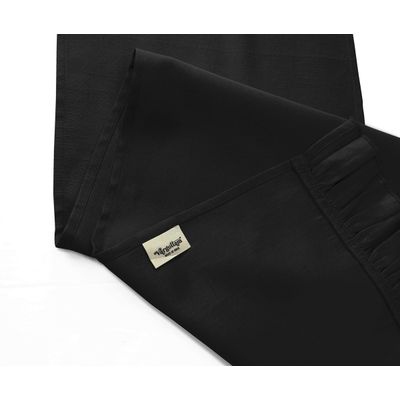 Tecido Slub de Algodão Preto para Decoração de Casa, Caminho de Mesa com Babado - Vargottam 35,56 Cm (L) × 228,6 Cm (C) / Preto