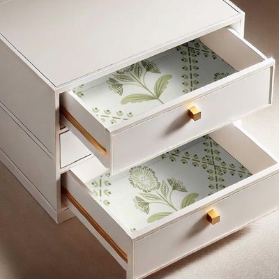 Revestimento Autoadesivo Removível Floral Diagonal Buti, Mural Estilo Asiático Para Banheiro, Lavanderia e Armário, Vinil Verde - S4Sassy 63,5 cm (L) × 304,8 cm (C) / Verde - Vinil Liso
