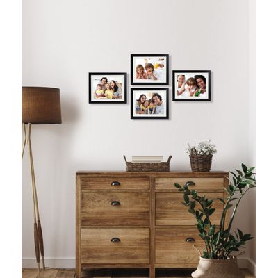 Moldura de Foto em Madeira para Mesa e Parede Pequena Preta - Pacote com 4 - Traceease 30,48 Cm × 60,96 Cm / Preto
