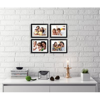 Moldura de Foto em Madeira para Mesa e Parede Pequena Preta - Pacote com 4 - Traceease 30,48 Cm × 60,96 Cm / Preto
