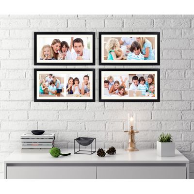Moldura de Foto em Madeira para Mesa e Parede Pequena Preta - Pacote com 4 - Traceease 30,48 Cm × 60,96 Cm / Preto