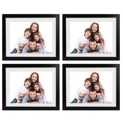 Moldura de Foto em Madeira para Mesa e Parede Pequena Preta - Pacote com 4 - Traceease 30,48 Cm × 60,96 Cm / Preto