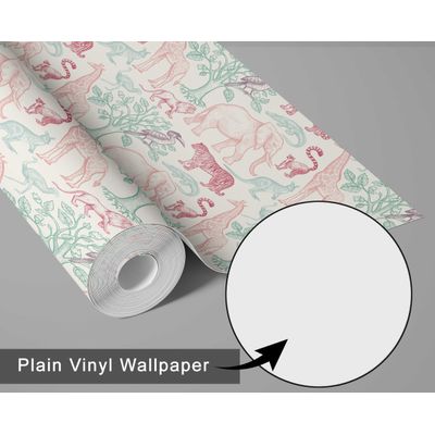 Papel de Parede Safari Animal Verde, Vinil Autoadesivo, Aplicação Fácil (Faça Você Mesmo) para Quarto Infantil e Sala de Brincar - S4Sassy 63,5 cm (L) × 914,4 cm (C) / Verde - Vinil Liso
