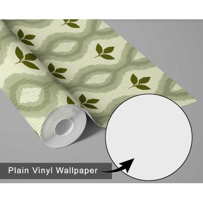 Motivo Tribal Moderno de Folhas, Papel de Parede Vinílico Autoadesivo Verde Decorativo, Fácil DIY para Quarto, Armários e Salas - S4Sassy 63,5 cm (L) × 914,4 cm (C) / Verde - Vinil Texturizado