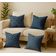 Conjunto com 4 Capas de Almofada de Algodão, Estampa Floral, Impressas dos Dois Lados, com Zíper Oculto - sem Enchimento - Azul - Vargottam 40,64 Cm × 40,64 Cm / Azul