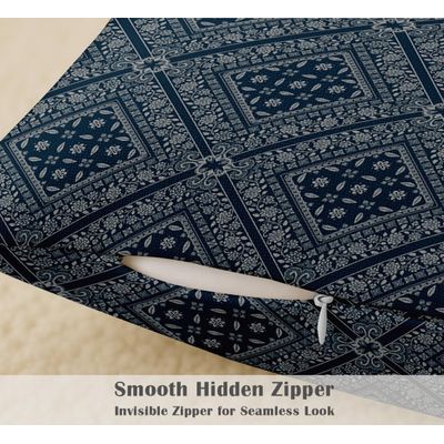 Conjunto com 4 Capas de Almofada de Algodão, Estampa Floral, Impressas dos Dois Lados, com Zíper Oculto - sem Enchimento - Azul - Vargottam 40,64 Cm × 40,64 Cm / Azul