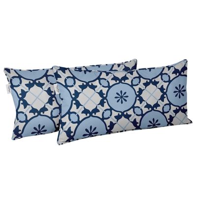 Capa de Almofada Lombar em Poliéster Impermeável para Uso Interno e Externo, Retangular para Móveis de Pátio - Vargottam 30,48 Cm × 45,72 Cm / Azul
