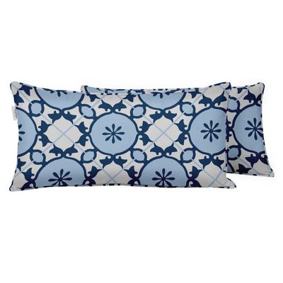 Capa de Almofada Lombar em Poliéster Impermeável para Uso Interno e Externo, Retangular para Móveis de Pátio - Vargottam 30,48 Cm × 45,72 Cm / Azul