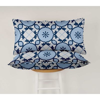 Capa de Almofada Lombar em Poliéster Impermeável para Uso Interno e Externo, Retangular para Móveis de Pátio - Vargottam 30,48 Cm × 45,72 Cm / Azul