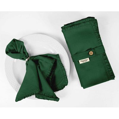 Conjunto Básico de Guardanapos de Mesa Laváveis em Linho para Uso Diário - Vargottam 50,8 Cm × 50,8 Cm – Pacote Com 6 / Verde