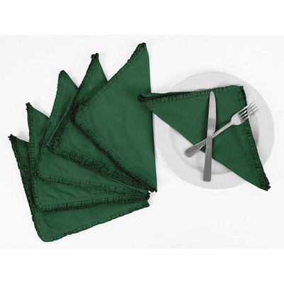 Conjunto Básico de Guardanapos de Mesa Laváveis em Linho para Uso Diário - Vargottam 50,8 Cm × 50,8 Cm – Pacote Com 6 / Verde