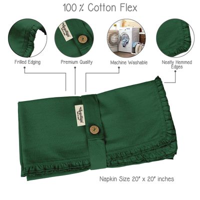 Conjunto Básico de Guardanapos de Mesa Laváveis em Linho para Uso Diário - Vargottam 50,8 Cm × 50,8 Cm – Pacote Com 6 / Verde