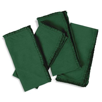 Conjunto Básico de Guardanapos de Mesa Laváveis em Linho para Uso Diário - Vargottam 50,8 Cm × 50,8 Cm – Pacote Com 6 / Verde