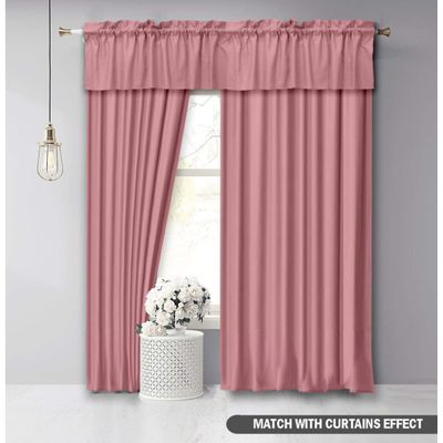 Bandô de Algodão Liso Decorativo com Bolso para Varão, Meia Cortina para Janela de Cozinha - Vargottam 45,7 Cm (L) × 142,2 Cm (C) – 1 Painel / Rosa