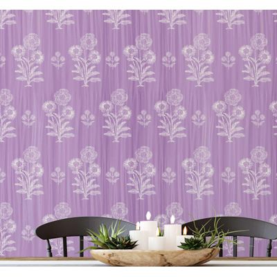 Vinil Autocolante Estampa Dália Impermeável Roxo Removível Estilo Asiático para Quartos, Salas, Ambientes Alugados e Armários - S4Sassy 63,5 cm (L) × 609,6 cm (C) / Roxo - Vinil Liso