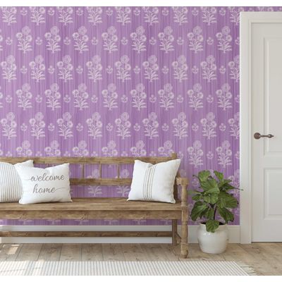 Vinil Autocolante Estampa Dália Impermeável Roxo Removível Estilo Asiático para Quartos, Salas, Ambientes Alugados e Armários - S4Sassy 63,5 cm (L) × 609,6 cm (C) / Roxo - Vinil Liso