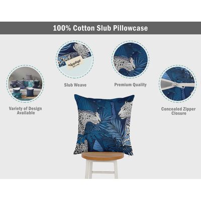 Capas de Almofadas Luxuosas Estampadas com Tema Azul, Capas de Travesseiros Decorativas - Vargottam 45,72 Cm × 45,72 Cm – Quadrado / Azul