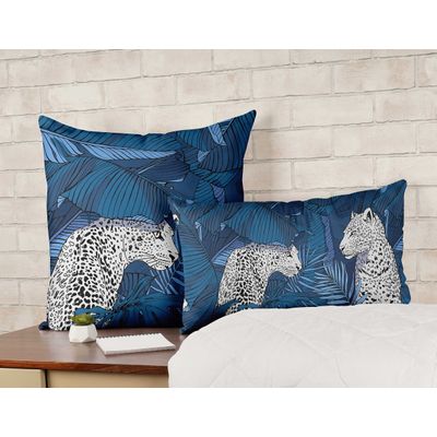 Capas de Almofadas Luxuosas Estampadas com Tema Azul, Capas de Travesseiros Decorativas - Vargottam 45,72 Cm × 45,72 Cm – Quadrado / Azul