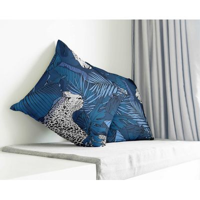 Capas de Almofadas Luxuosas Estampadas com Tema Azul, Capas de Travesseiros Decorativas - Vargottam 45,72 Cm × 45,72 Cm – Quadrado / Azul