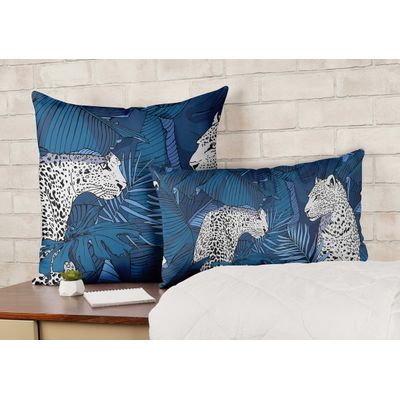 Capas de Almofadas Luxuosas Estampadas com Tema Azul, Capas de Travesseiros Decorativas - Vargottam 45,72 Cm × 45,72 Cm – Quadrado / Azul