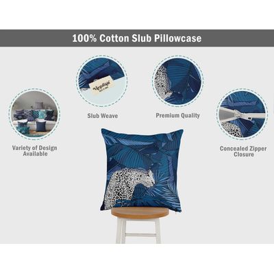 Capas de Almofadas Luxuosas Estampadas com Tema Azul, Capas de Travesseiros Decorativas - Vargottam 45,72 Cm × 45,72 Cm – Quadrado / Azul