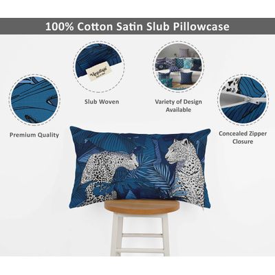 Capas de Almofadas Luxuosas Estampadas com Tema Azul, Capas de Travesseiros Decorativas - Vargottam 30,48 Cm × 50,8 Cm – Retangular / Azul