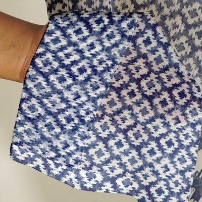 Cortinas Georgette Extra Longas Ikat Azul para Janelas e Portas Altas - Topo com Ilhós, Filtragem de Luz, Conjunto de 2 Painéis - Vargottam 106,68 Cm (L) × 160,02 Cm (C) / Azul