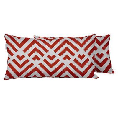 Capa de Almofada Lombar em Poliéster Interno/Externo, Retangular Impermeável para Móveis de Pátio - Vargottam 40,46 Cm × 60,96 Cm / Vermelho