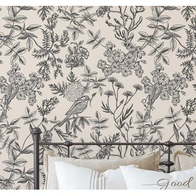 Vinil Autoadesivo Removível Impermeável, Tema Natural, Flores Silvestres em Aquarela para Paredes, Armários, Cômoda, Bege - S4Sassy 63,5 cm (L) × 304,8 cm (C) / Bege - Vinil Liso